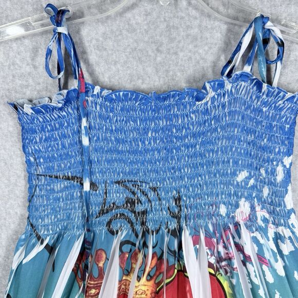 In Gear Dress Womens Sz M Smocked Sundress Vibrant Graphic Print Beachy Coverup - Picture 4 of 12